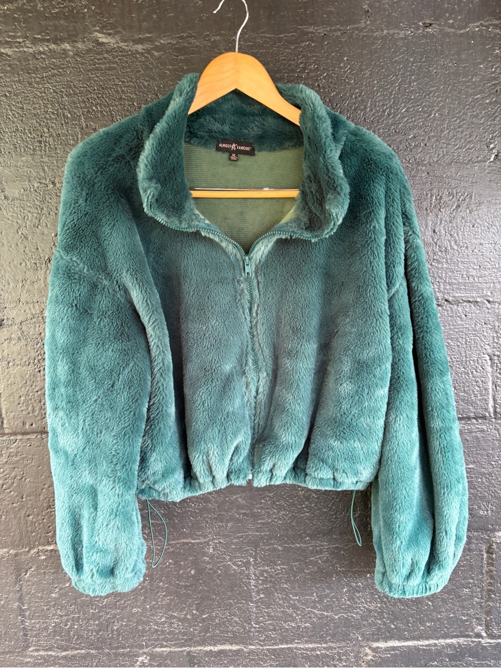 Almost Famous Teal Plush Zip-Up Jacket - Women's Size XL